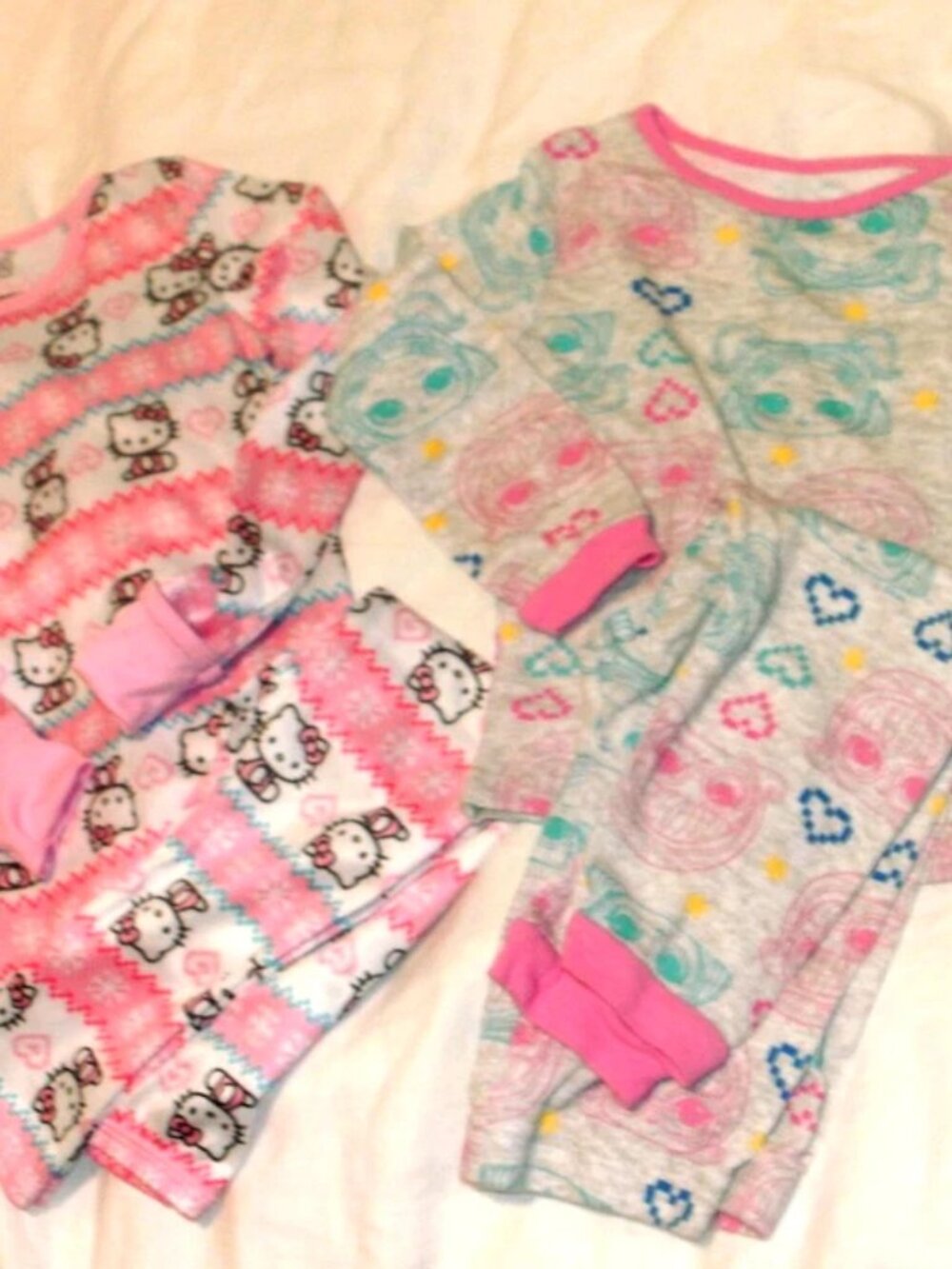 LOT of TWO Pajama Sets Top & Pants ~ Hello Kitty ~ 2T/3T & ~ LOL Surprise ~ 4T